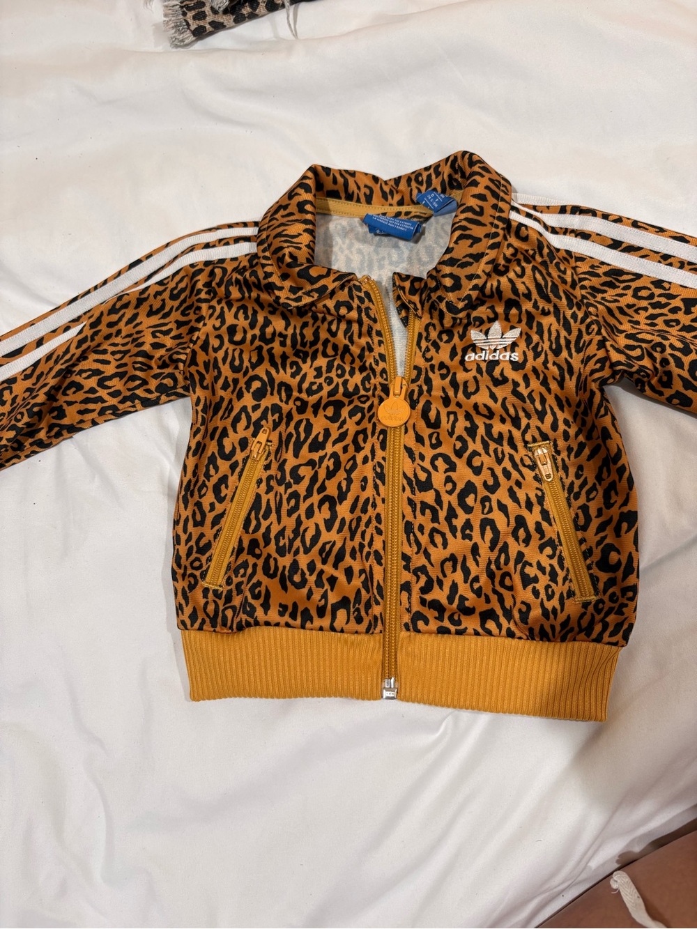 Adidas toddler Leopard Print Track Jacket - Mustard & Black 6-9 month